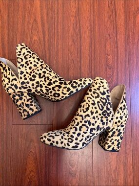 Steve Madden Rockstar Leopard Print Block Heel Ankle Booties - Tan/Black